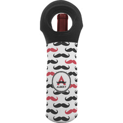 Mustache Print Wine Tote Bag (Personalized)