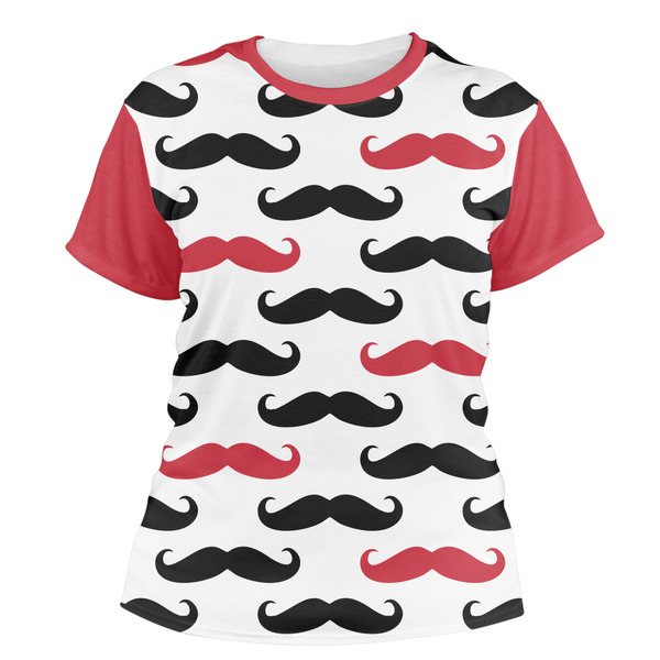 Custom Mustache Print Women's Crew T-Shirt - Large