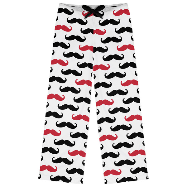Custom Mustache Print Womens Pajama Pants - L