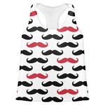 Mustache Print Womens Racerback Tank Top - Small