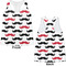 Mustache Print Womens Racerback Tank Tops - Medium - Front and Back