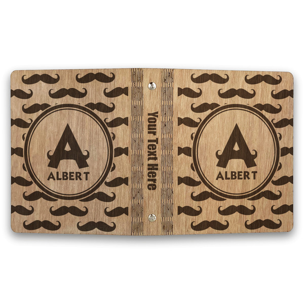 Mustache Print Wood 3-Ring Binders - 1" Half-Letter - Approval