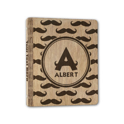 Mustache Print Wood 3-Ring Binder - 1" Half-Letter Size (Personalized)