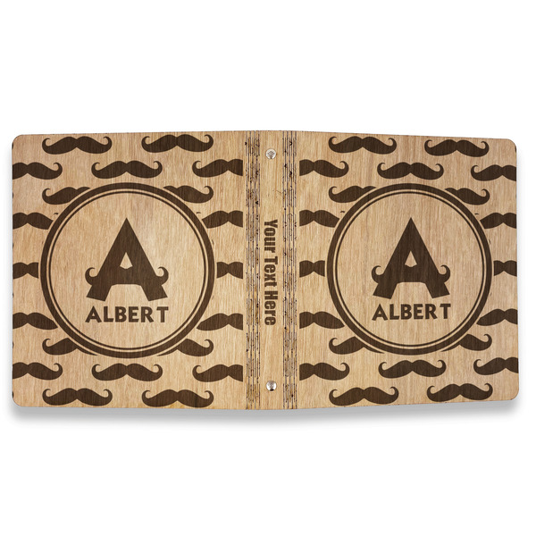 Mustache Print Wood 3-Ring Binders - 1" Letter - Approval