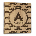 Mustache Print Wood 3-Ring Binder - 1" Letter Size (Personalized)