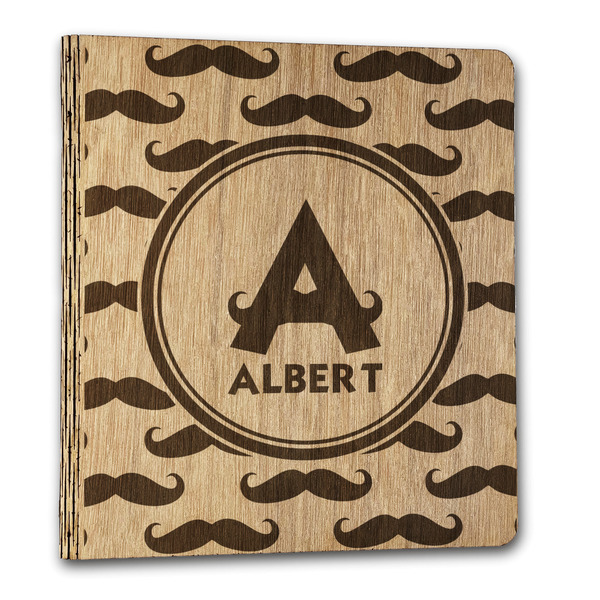 Custom Mustache Print Wood 3-Ring Binder - 1" Letter Size (Personalized)