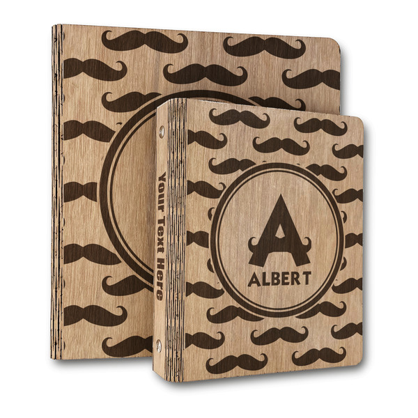 Custom Mustache Print Wood 3-Ring Binder (Personalized)