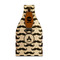 Mustache Print Wood Beer Bottle Caddy - Side View w/ Opener