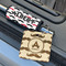 Mustache Print Wood Luggage Tags - Square - Lifestyle