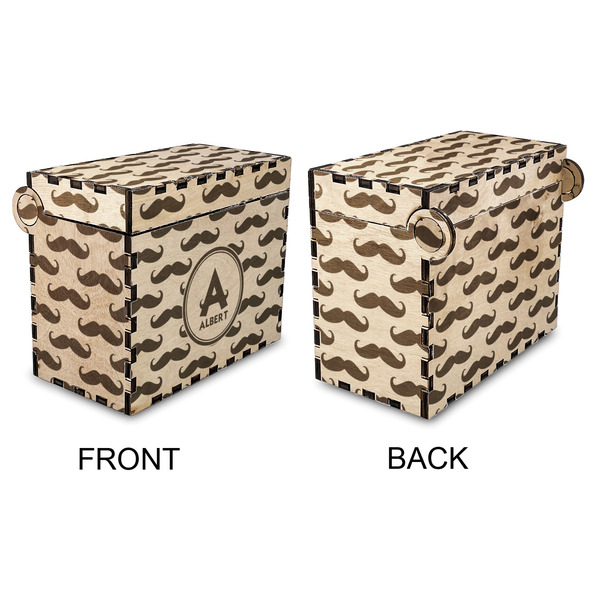 Mustache Print Wood Recipe Box - Approval