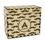 Mustache Print Wood Recipe Box - Laser Engraved (Personalized)