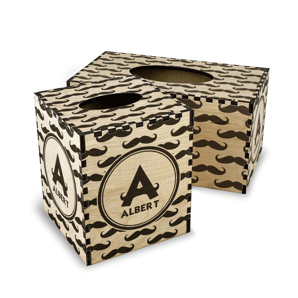 Mustache Print Wood Tissue Box Covers - Parent/Main