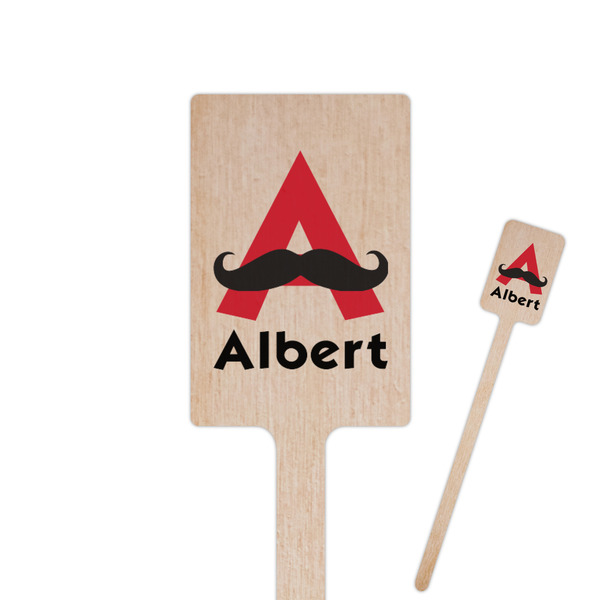 Custom Mustache Print 6.25" Rectangle Wooden Stir Sticks - Double Sided (Personalized)