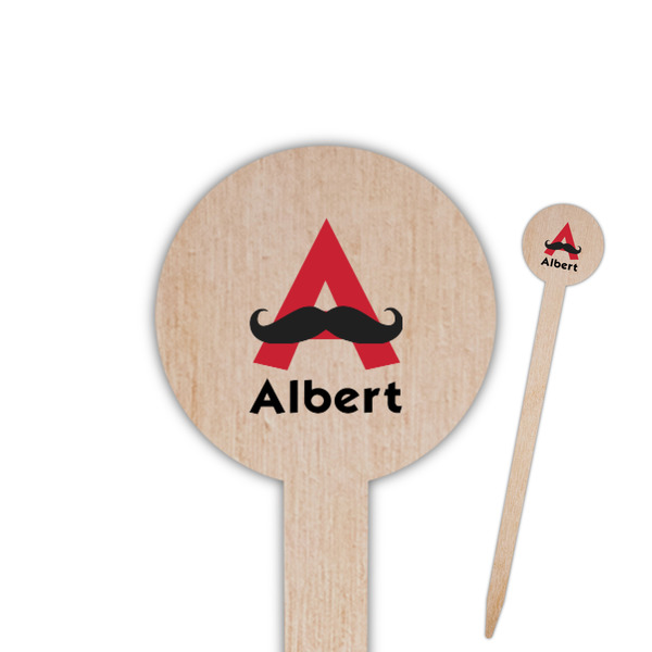 Custom Mustache Print Round Wooden Food Picks (Personalized)