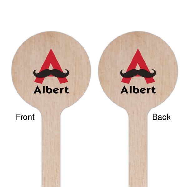 Mustache Print Wooden 7.5" Stir Stick - Round - Double Sided - Front & Back