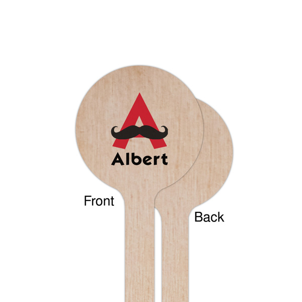 Mustache Print Wooden 7.5" Stir Stick - Round - Single Sided - Front & Back