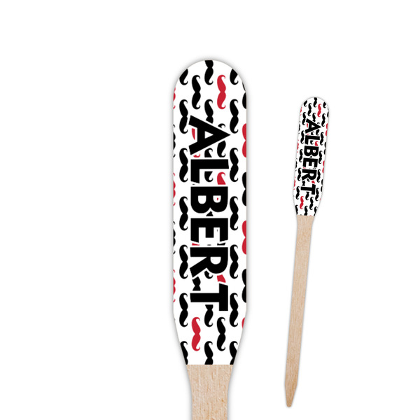 Custom Mustache Print Paddle Wooden Food Picks (Personalized)