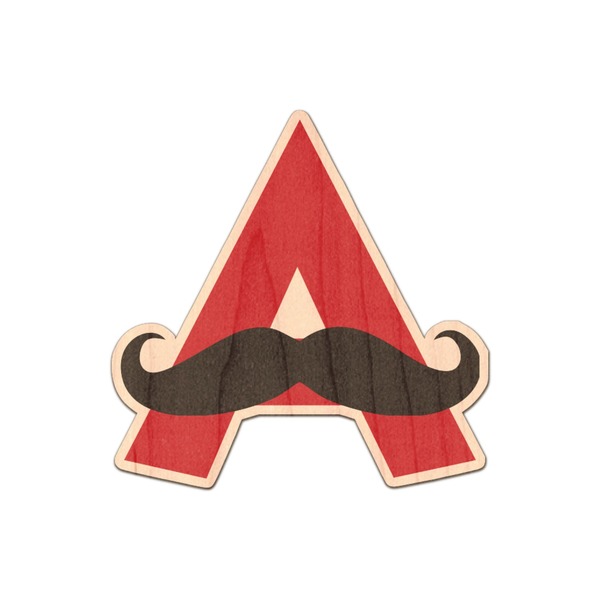 Custom Mustache Print Genuine Maple or Cherry Wood Sticker (Personalized)