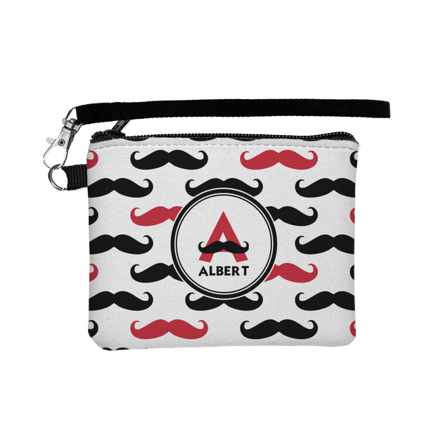Custom Mustache Print Wristlet ID Case w/ Name and Initial
