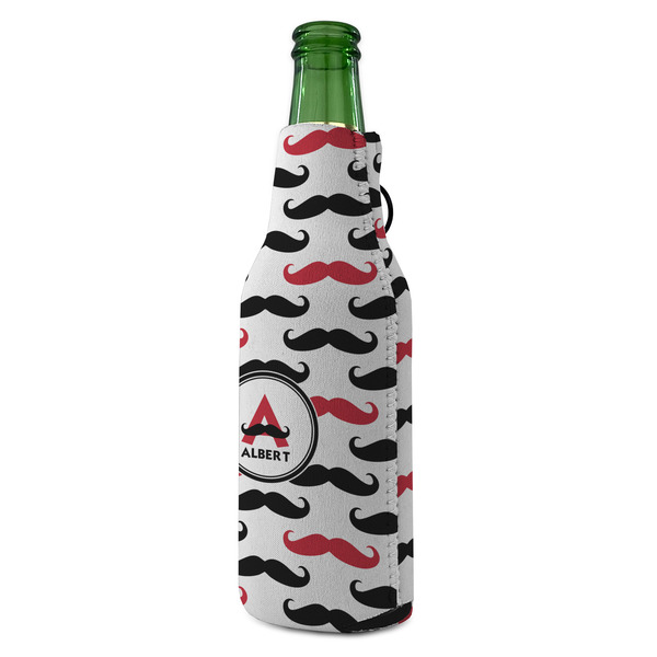 Mustache Print Zipper Bottle Cooler - ANGLE (bottle)