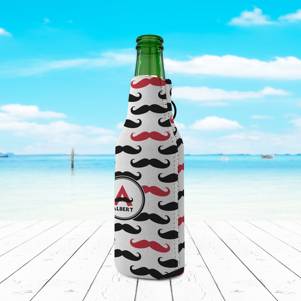Mustache Print Zipper Bottle Cooler - LIFESTYLE