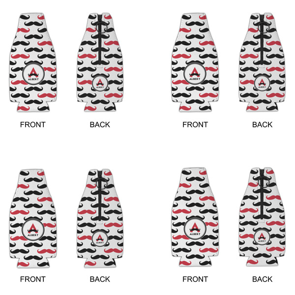 Mustache Print Zipper Bottle Cooler - Set of 4 - APPROVAL