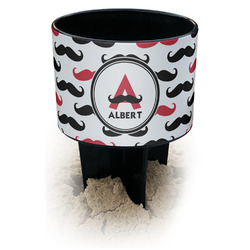 Mustache Print Black Beach Spiker Drink Holder (Personalized)