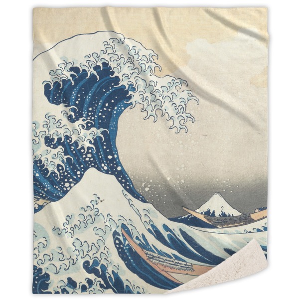 Custom Great Wave off Kanagawa Sherpa Throw Blanket - 60"x80"