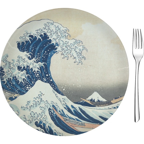Custom Great Wave off Kanagawa 8" Glass Appetizer / Dessert Plates - Single or Set