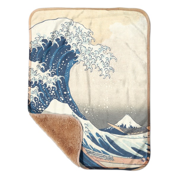 Custom Great Wave off Kanagawa Sherpa Baby Blanket - 30" x 40"