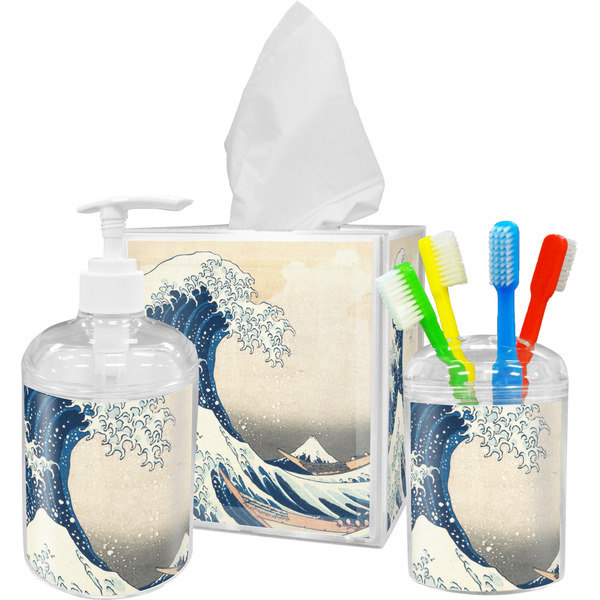 Custom Great Wave off Kanagawa Acrylic Bathroom Accessories Set