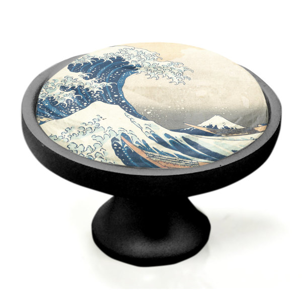 Great Wave off Kanagawa Black Custom Cabinet Knob (Side)