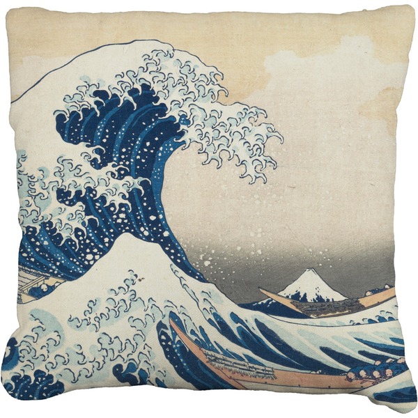 Custom Great Wave off Kanagawa Faux-Linen Throw Pillow 16"