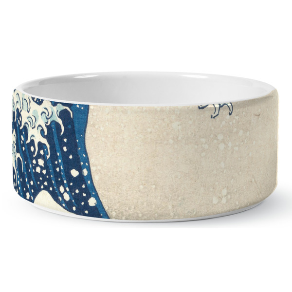 Custom Great Wave off Kanagawa Ceramic Dog Bowl