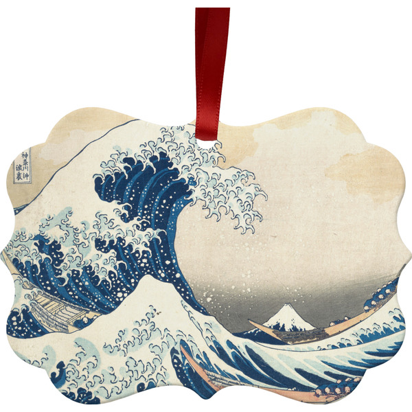Custom Great Wave off Kanagawa Metal Frame Ornament - Double Sided