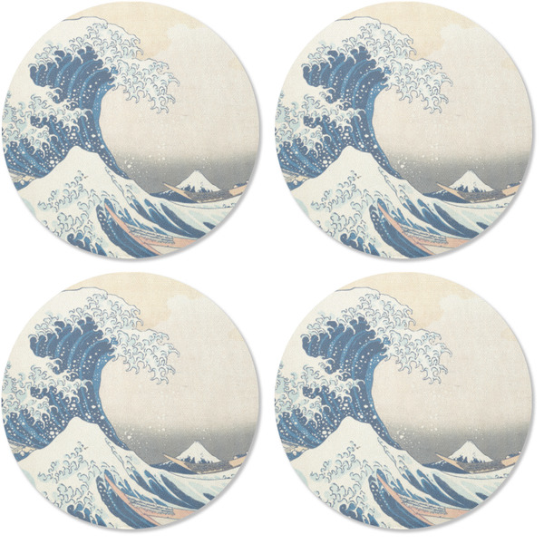 Great Wave off Kanagawa Coaster Round Rubber Back - Apvl