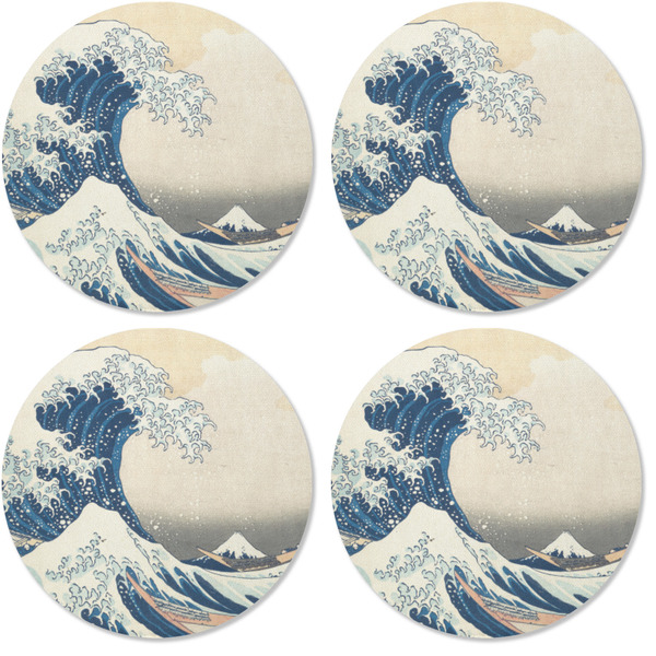 Great Wave off Kanagawa Coaster Round Rubber Back - Apvl