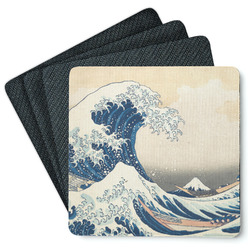 Great Wave off Kanagawa Square Rubber Backed Coasters - Set of 4