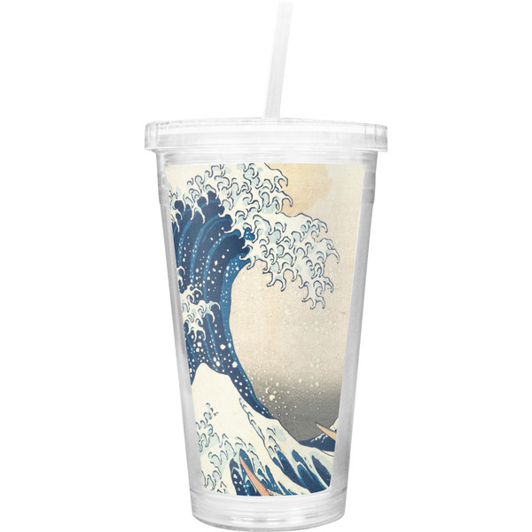 Custom Great Wave off Kanagawa Double Wall Tumbler with Straw