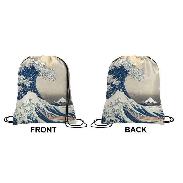 Great Wave off Kanagawa Drawstring Backpack Front & Back Medium