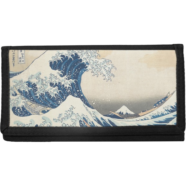 Custom Great Wave off Kanagawa Canvas Checkbook Cover