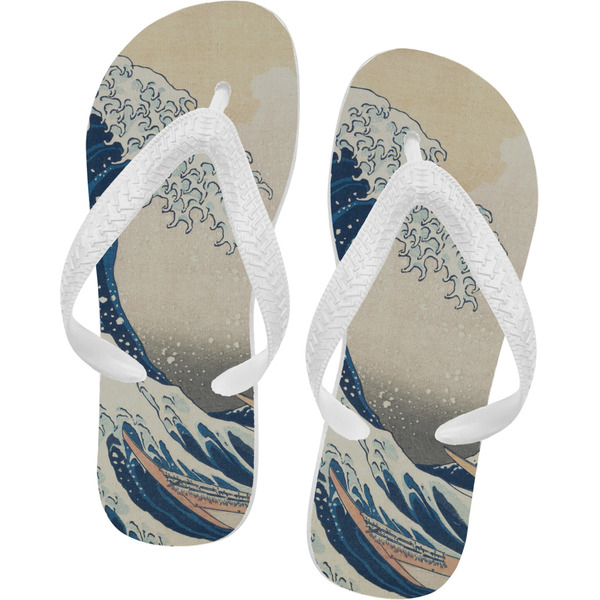 Custom Great Wave off Kanagawa Flip Flops - Large