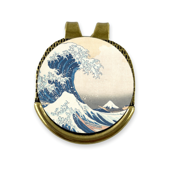 Custom Great Wave off Kanagawa Golf Ball Marker - Hat Clip - Gold