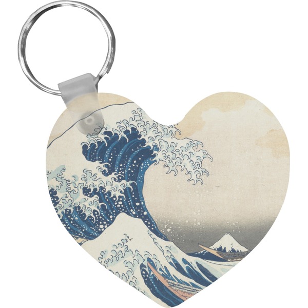 Custom Great Wave off Kanagawa Heart Plastic Keychain