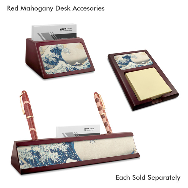 Great Wave off Kanagawa Mahogany Desk Accessories
