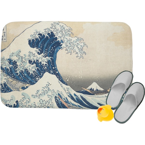 Custom Great Wave off Kanagawa Memory Foam Bath Mat - 34"x21"