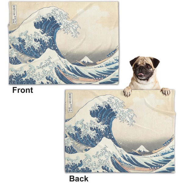 Great Wave off Kanagawa Microfleece Dog Blanket - Regular - Front & Back