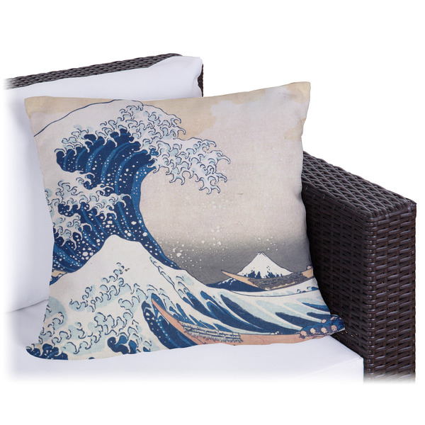 Custom Great Wave off Kanagawa Outdoor Pillow - 16"