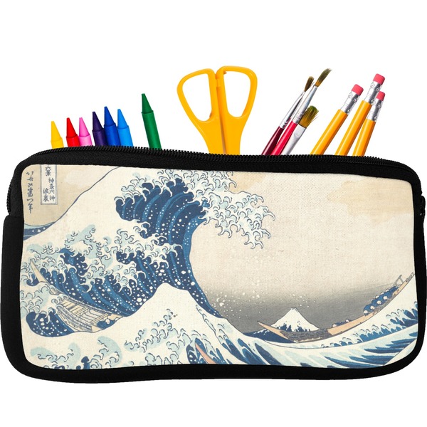 Custom Great Wave off Kanagawa Neoprene Pencil Case - Small