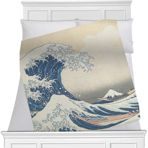 Custom Great Wave off Kanagawa Minky Blanket - 40"x30" - Double Sided